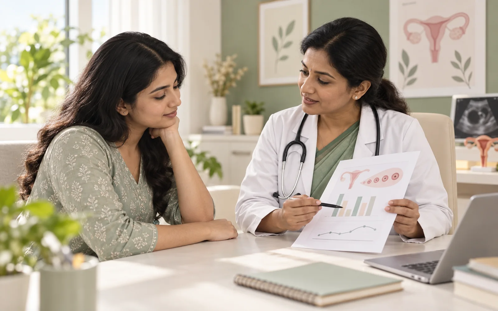 Doctor explaining a personalised PCOS evaluation