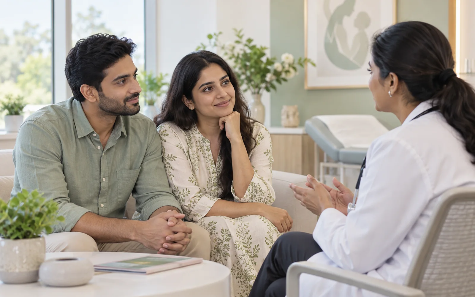A couple receiving supportive fertility guidance